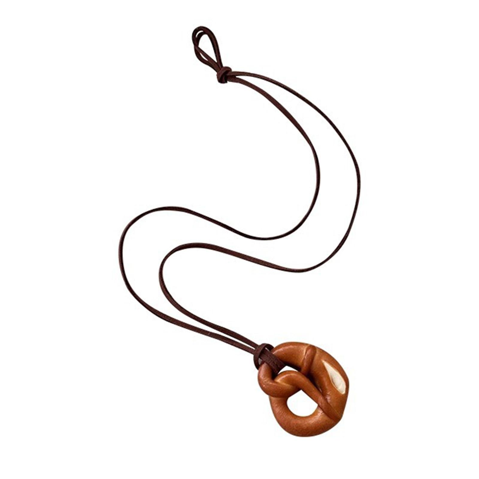 

Многофункциональное художественное ожерелье с подвеской в виде хлеба, украшенное миниатюрами в виде венка и улыбающегося кренделя, модный аксессуар D