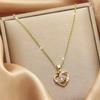 1 Pcs Light Luxury Cool Style Love Heart Collection Gold Plated Copper Pendant Necklace With Stainless Steel Chain