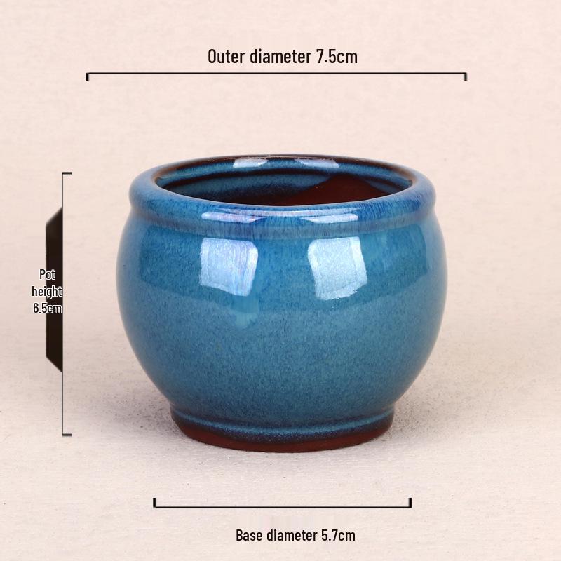 Ceramic Miniature Hand-Shaped Purple Clay Succulent Pot with Blue Glaze - Small Flower Pot for Balcony Seedlings