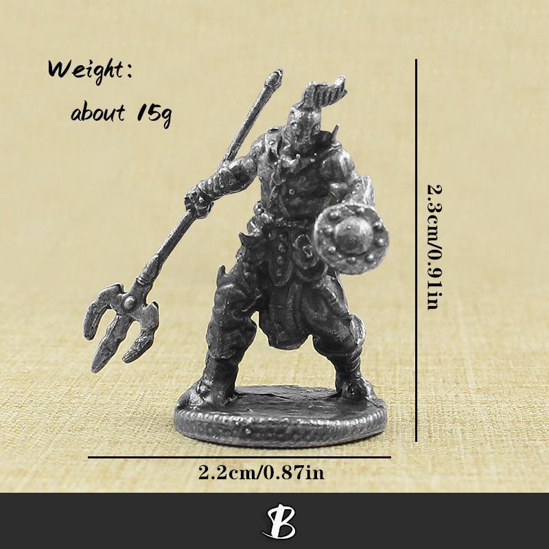 White Brass Mythological Gladiator Soldiers Figurines Miniatures Vintage Metal Soldiers Model Statue Desktop Ornament Gift.