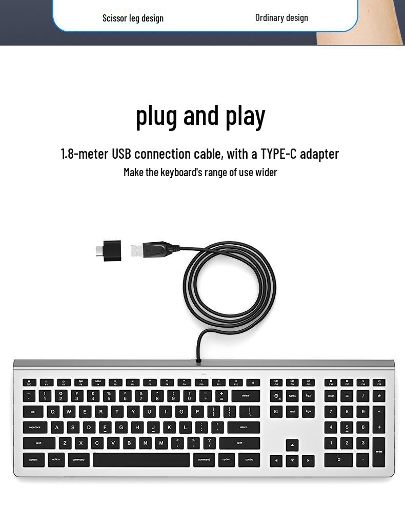 KB460 Ultra-Thin RGB Backlit Silent Wired Keyboard for Gaming & Office Use