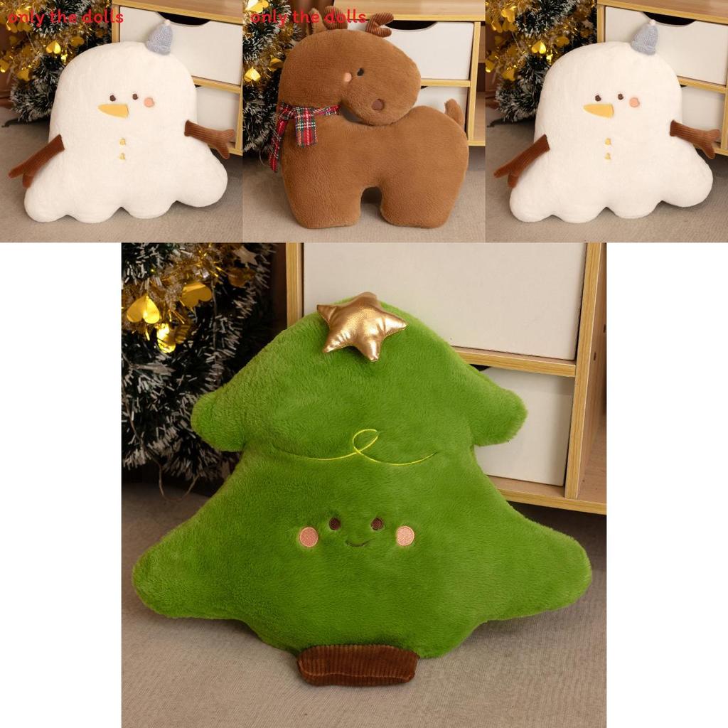 Christmas Plush Pillow With Snowman Reindeer Christmas Tree For Holiday Home Decor