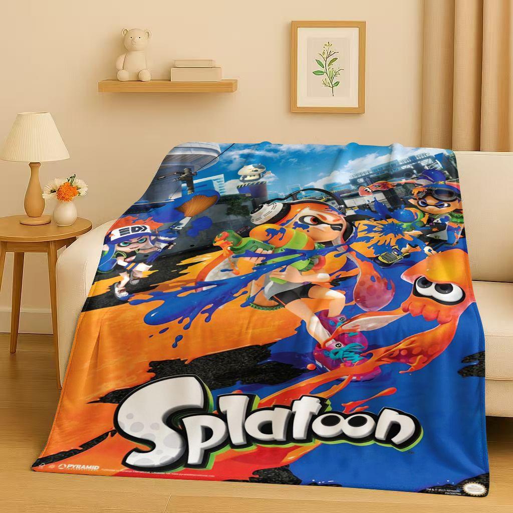 HD Splatoon Game Cartoon Flannel Blanket,Ultra Soft Warm Plush Throw for Home Bedroom Bed Sofa Cover Office Travel Picnic Kids