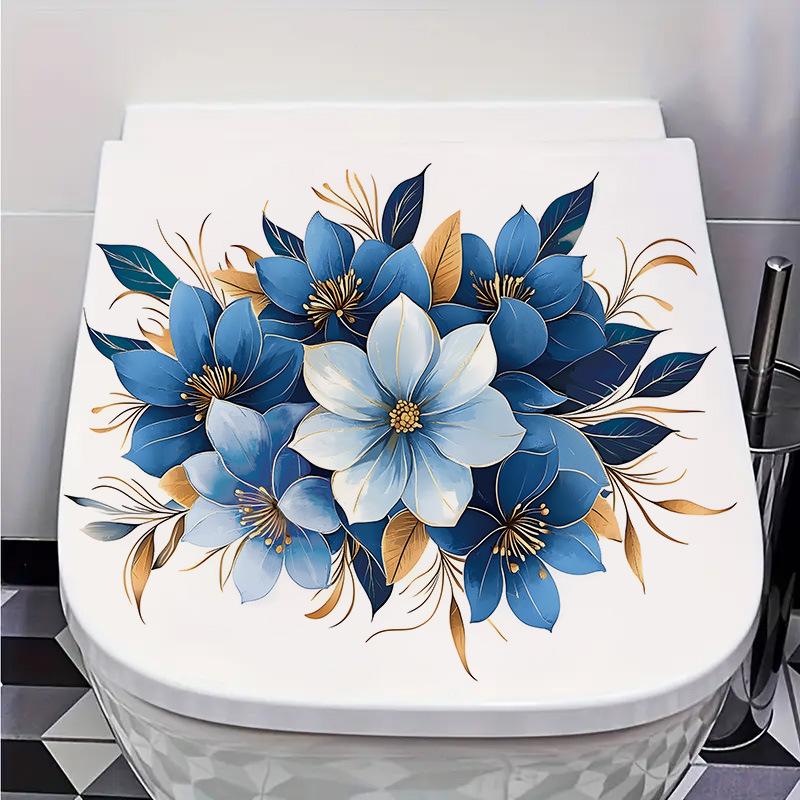 Fresh Watercolor Floral Leaves Toilet Wall Sticker Self-Adhesive Removable Waterproof for Bathroom Mirror Home Decor Art