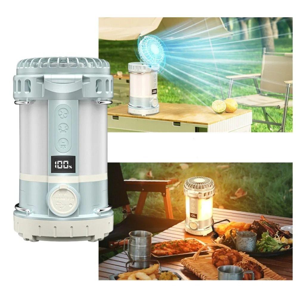 LCD Digital Display Camping Tent Light Three Wind Speed Searchlight LED Light with Fan  Emergency