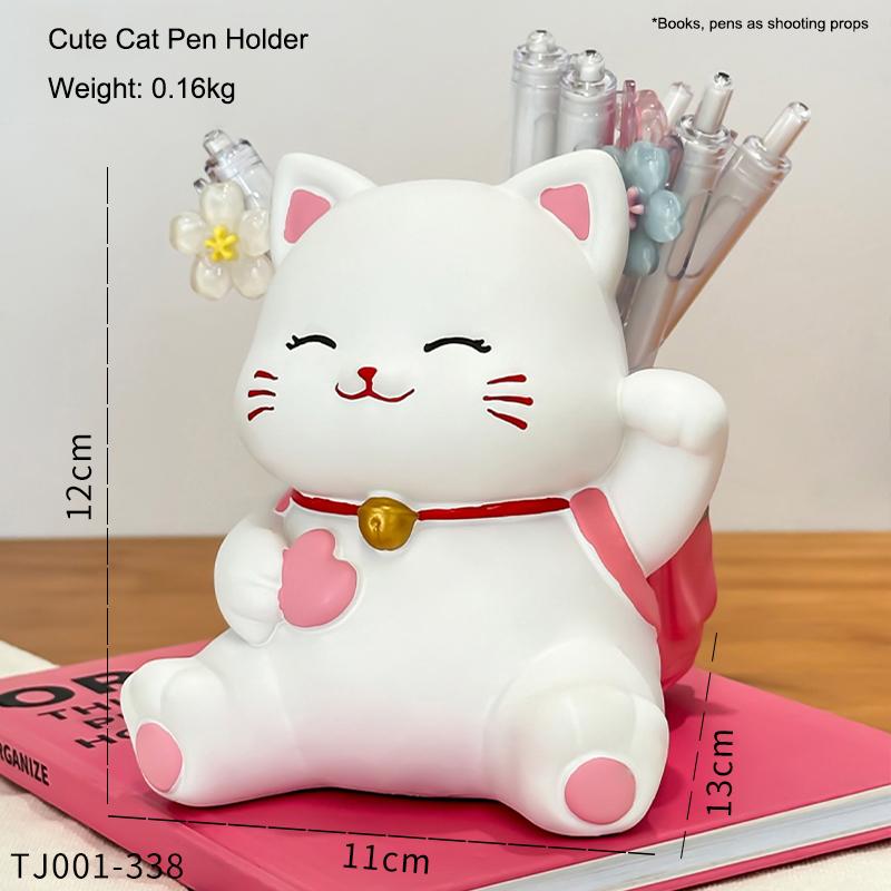 Cute Cat Pen Holder Creative Smiling Kitty Ornament Home Storage Ornament Office Desktop Decoration Souvenir Gift