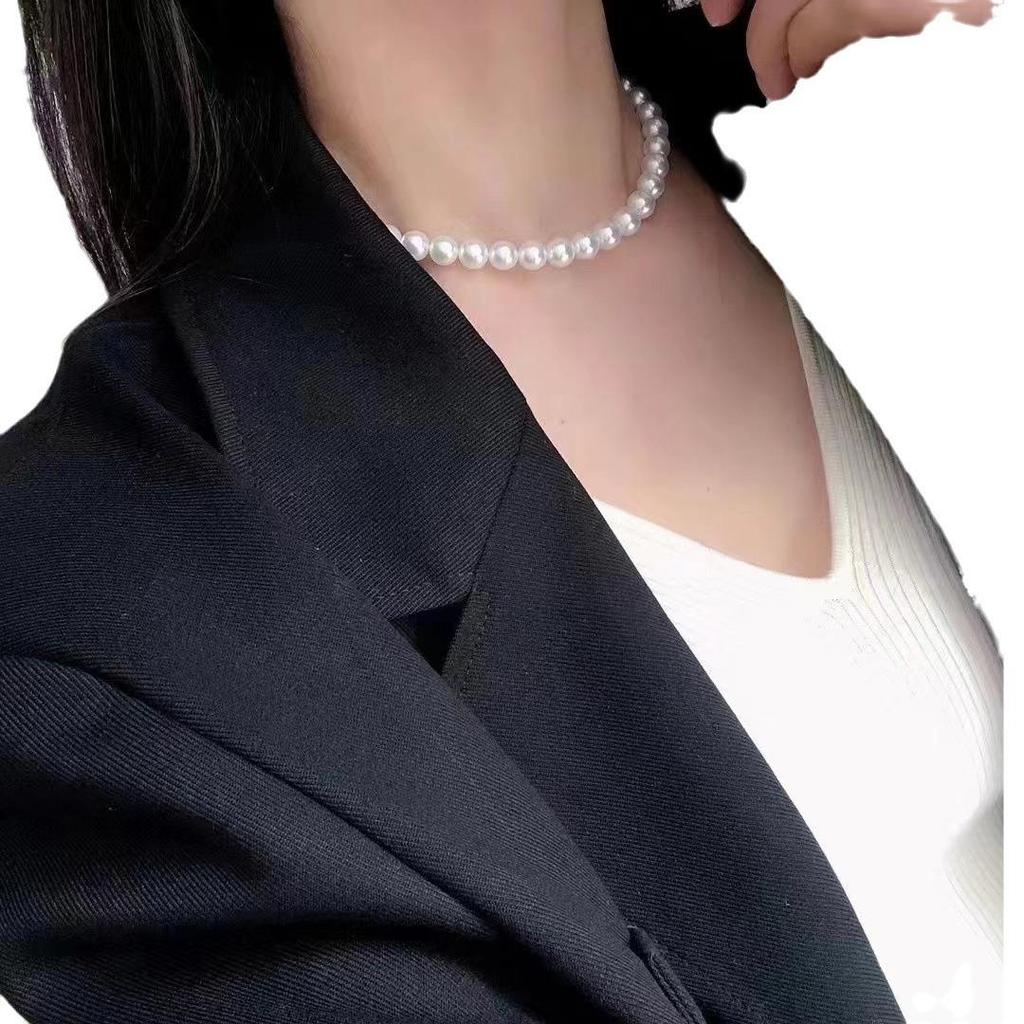 Freshwater Pearl Necklace & Stud Earrings Set - 8mm Near-Round Pearls, Ideal Mother's Day Gift