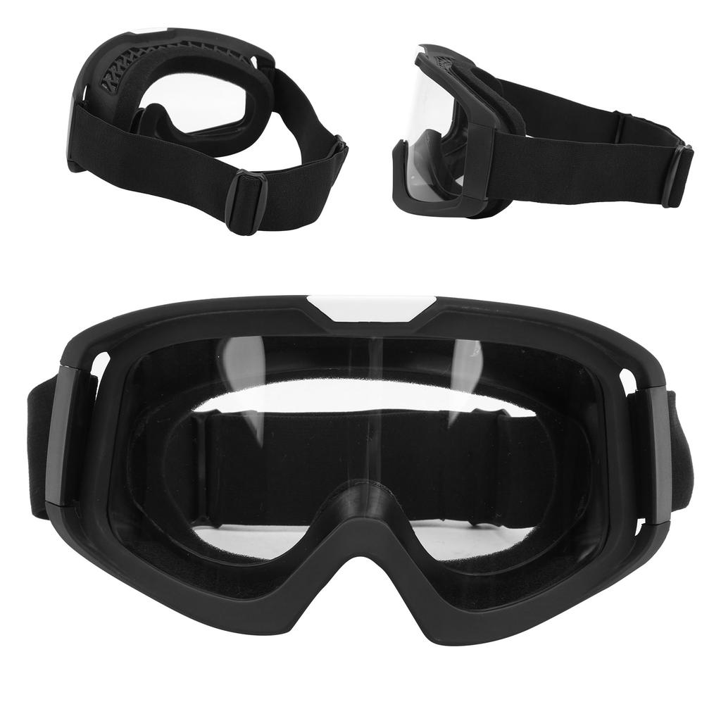 Windproof Goggles Eye Protection Adjustable Strap for Outdoor Cycling Welding MountaineeringBlack Frame Transparent Lens