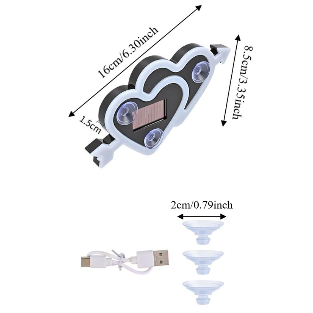 Suction Cup Mount LED Car Neon Lights Solar Powered RGB Car Heart-Shaped Light  Rear Window