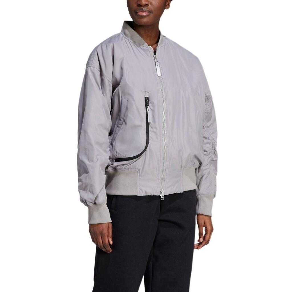 adidas X Stella McCartney Αθλητικά Ρούχα Υφαντό Μπουφάν Bomber με Λογότυπο Μπάλωμα Γυναικεία Εξωτερικά Ρούχα Περιστερόγκριζο IP1371