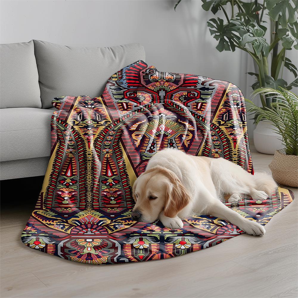 Colorful Ethnic Pattern Microfiber Flannel Cover Blanket Bedroom Living Room Sofa Soft And Comfortable Home Decoration