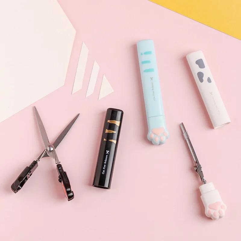 School Students Cute Cat Claw Scissor with Protective Cover for Scrapbooking DIY Tools Student Portable Journaling Supplies
