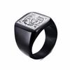 Mens Stamp Ring,Black Stainless Steel Letter Ring Chunky Ring,Rock Punk Jewelry Gift for Him