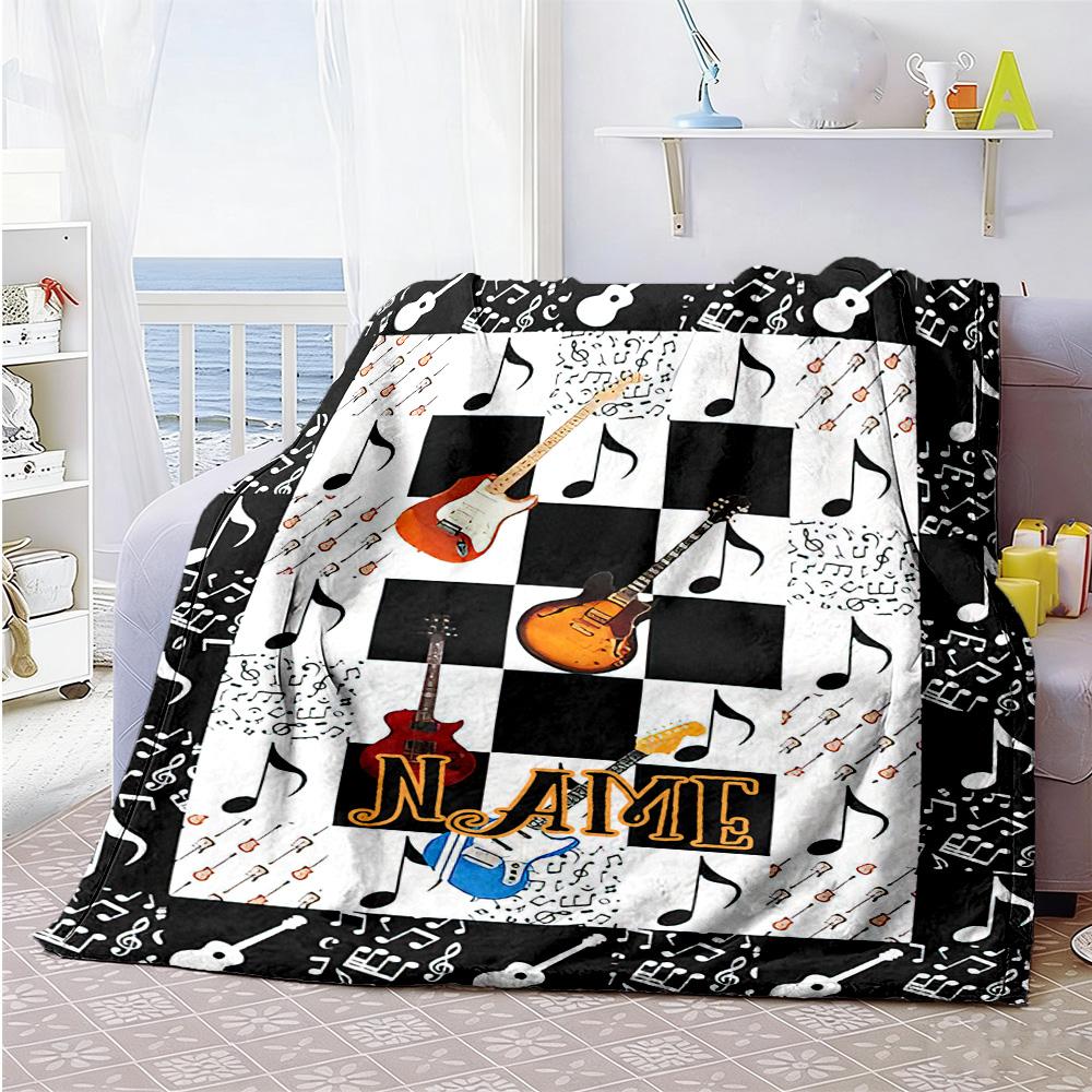 Guitar565 Personalized Name Blanket Lightweight Personalized Blanket Warmthful Decor Suitable for Home Decor Chair Office Chair Living Room