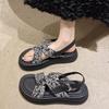 National Style Sandals Women's 2024 Summer New Versatile Cross-embroidered Roman with Skirt Cool Slippers Platform Beach Shoes