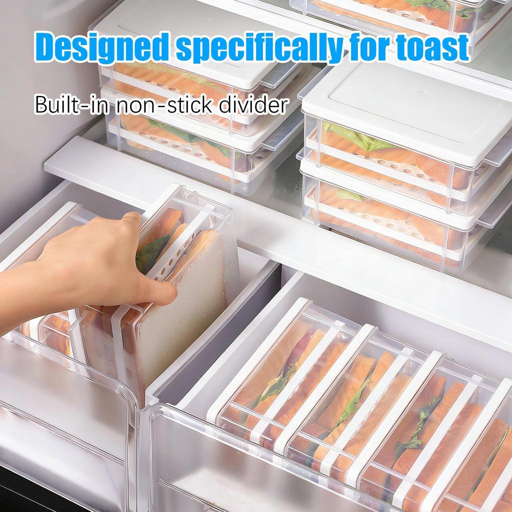 Plastic Bread Storage Box Airtight Food Storage Container Sandwich Bread Keeper with Lid Loaf Bread Container Kitchen Organizer