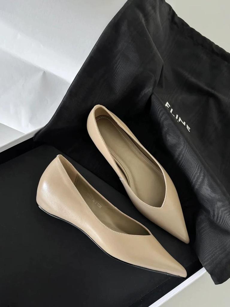 Sheepskin Version French Minimalist Flat Shoes Women's One-pedal Temperament Pointed Single Shoes Commuting Shallow Leather Women's Shoes