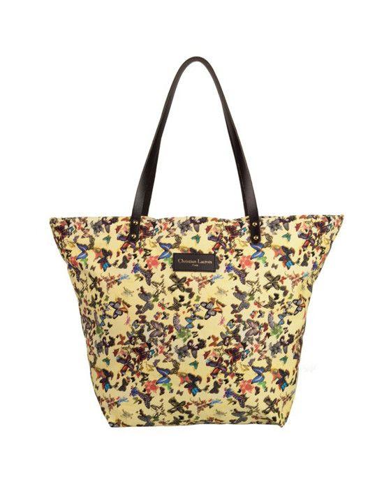 Large Tote Bag - CHRISTIAN LACROIX - Eden - Yellow - Canvas - Magnetic Closure