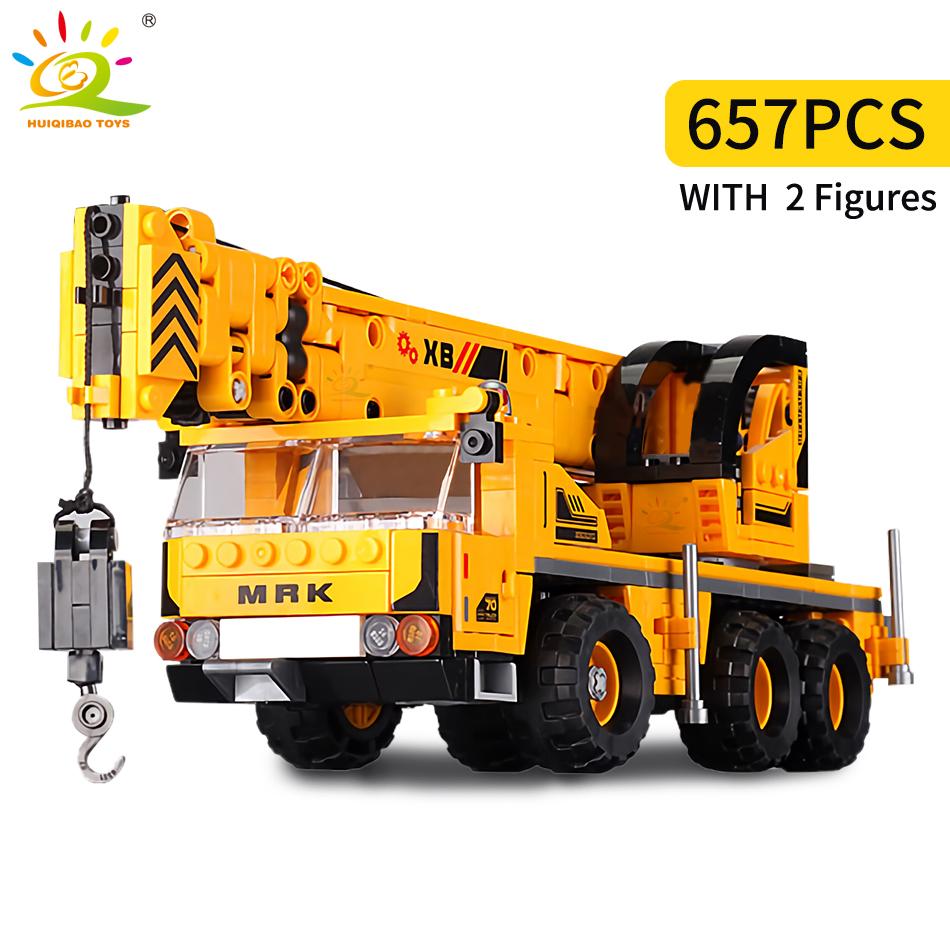 Engineering Truck Building Blocks Vehicle Excavator Bulldozer Crane Car Bricks City Construction Toys For Children Boys