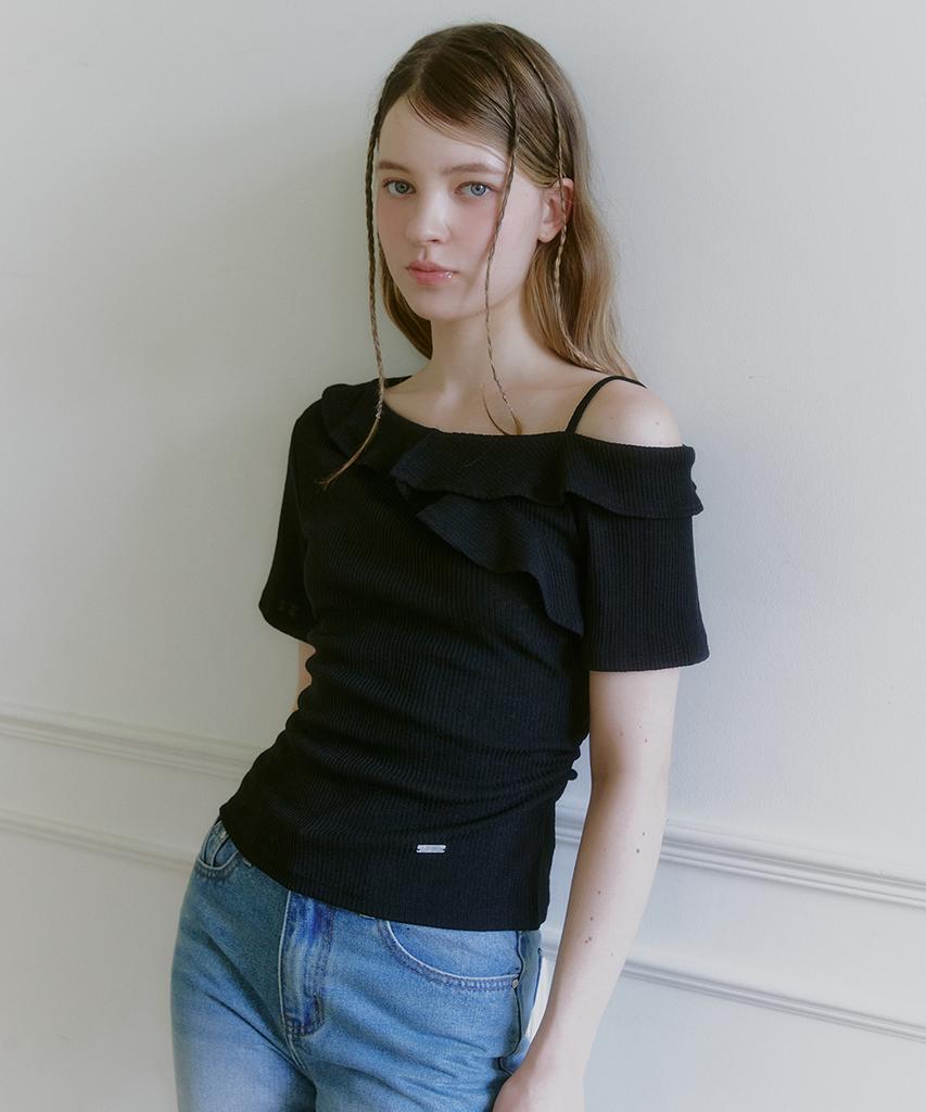 MICANE Naevin Frill One-Shoulder Tee
