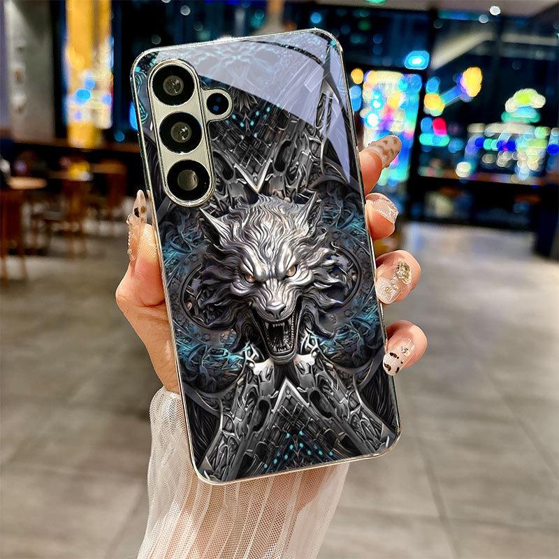 Dark Fantasy Wolf Silver Phone Case For Samsung A30s A31 A32 A34 A36 A37 A50 A51 A52 A53 A54 A55 A56 A57 A71 A72 A73 Glass Cover