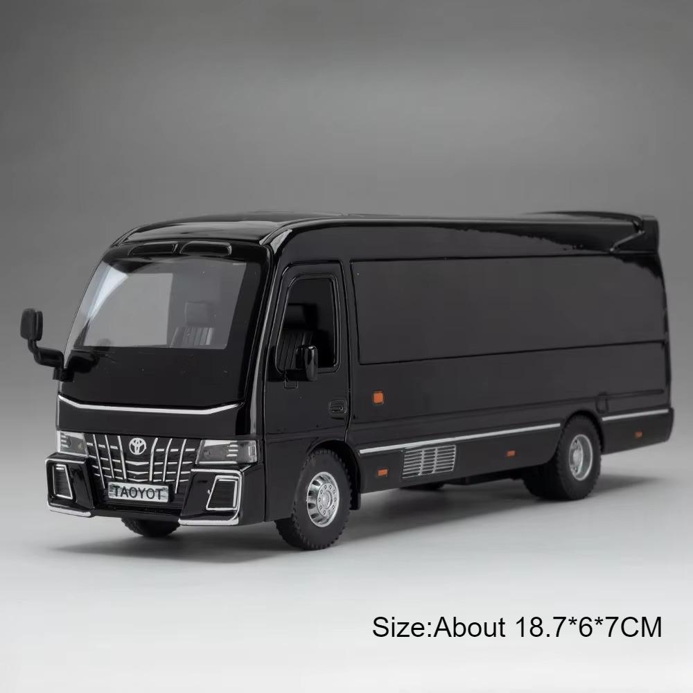 1:32 Scale Coaster Business Bus Model Toy Car Diecast Metal Sound Light Pull Back Police Vehicle Models Toys Gifts for Boys