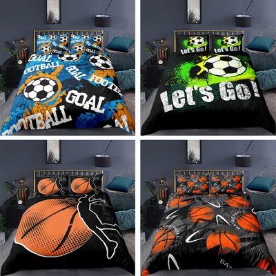 3D Ball Pattern Bedding Set Sports Football or Basketball Printed Quilt Cover Pillowcase 2/3 Soft and Comfortable Home Decoration