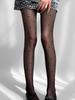 1 Pc Women'S Black Ultra-Thin Sheer Pantyhose, Heart Jacquard Snag-Resistant, Sexy High-Waisted Non-Slip Hosiery For Party