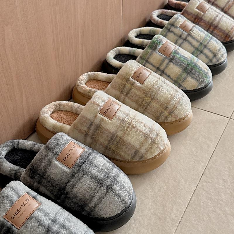 Cotton Slippers Men's and Women's Winter New Indoor Home Thick Bottom Warm Casual Non-slip Household Wool Slippers