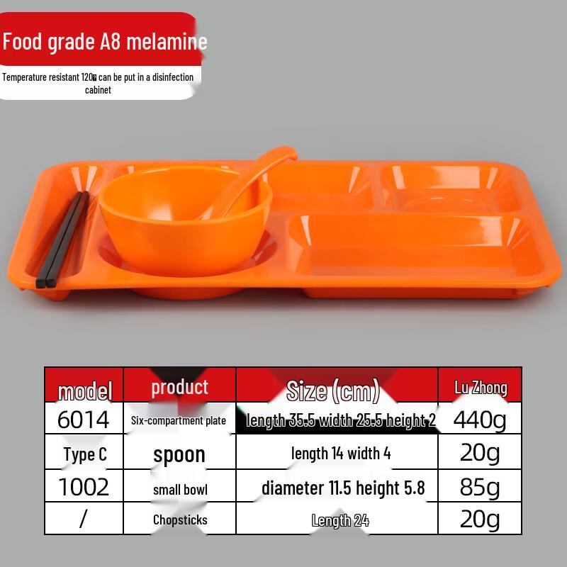 Melamine Divided Rectangular Canteen Tray