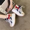 Fashion 10CM Women Casual Leather Sneaker Autumn Lace Up High Platform Shoes Thick Sole Sport Dad Shoes Woman Sneakers Chaussure Femme