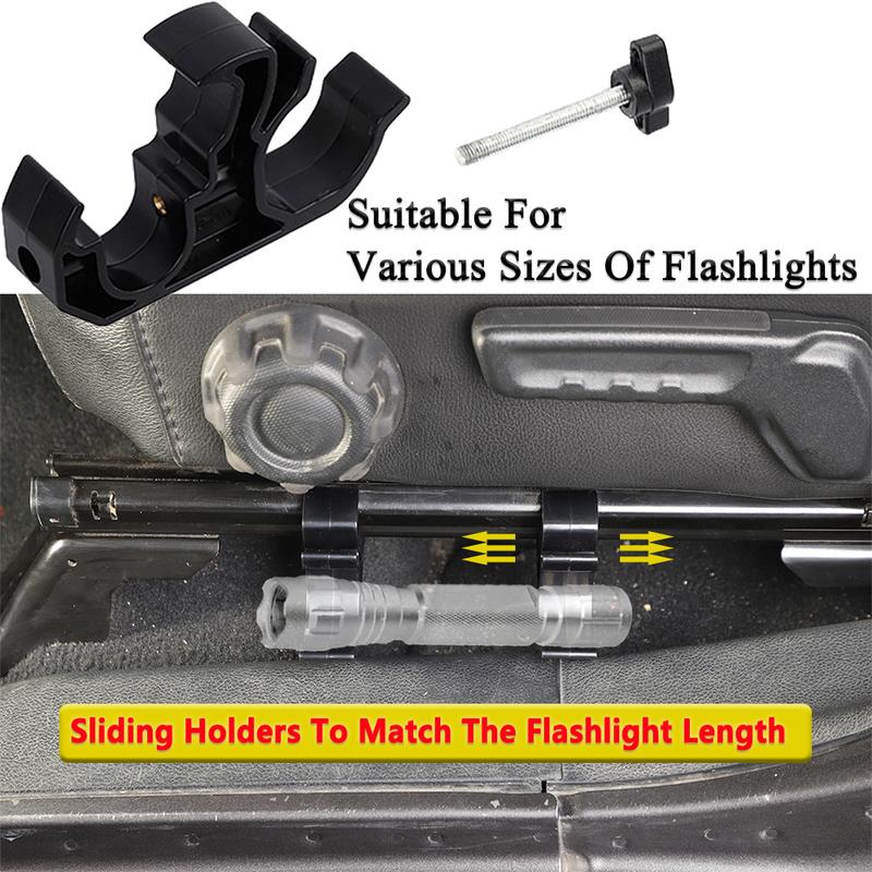 Under Seat Flashlight Holder Bracket for Jeep Wrangler JL Gladiator JT Sahara Rubicon 2018-2026 Adjustable Car Mount Accessories