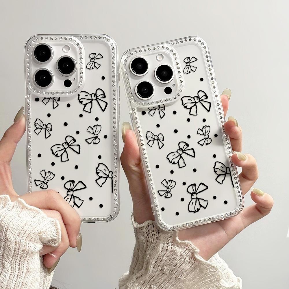 Bracelet Chain Phone Case For iPhone 17 16 15 13 14 for 17Air 17 12 14 16 Pro 17 14 16 Pro Max Sparking Diamond Cute Pattern Hard Cover With Lanyard