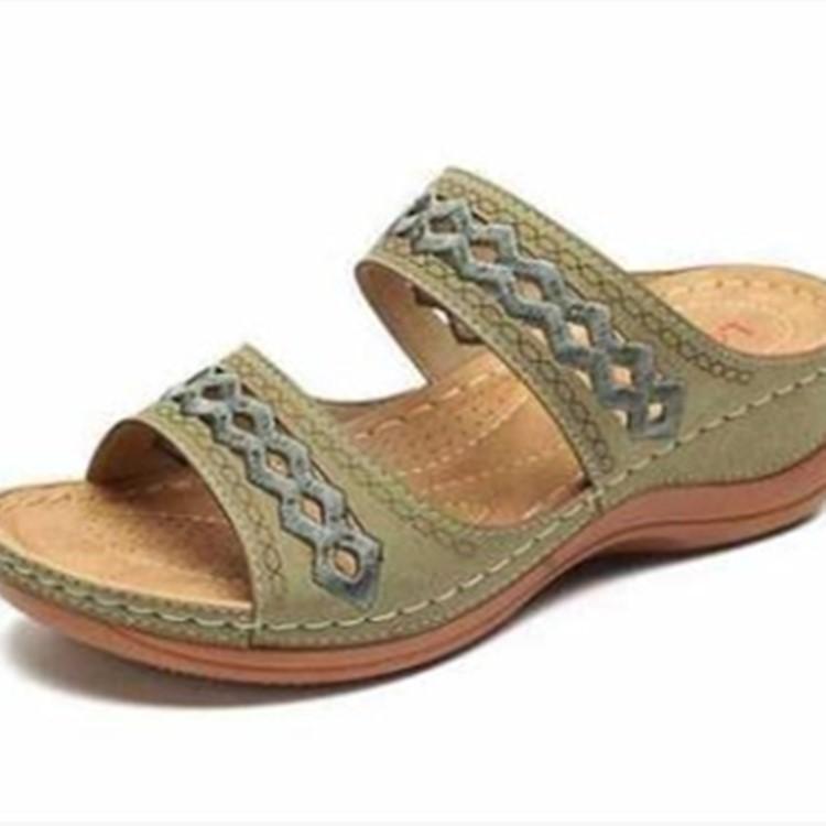 

Летние новые женские сандалии большого размера ретро танкетка шлепанцы большой размер полый танкетка крутые шлепанцы женщины 43 светло-зеленый