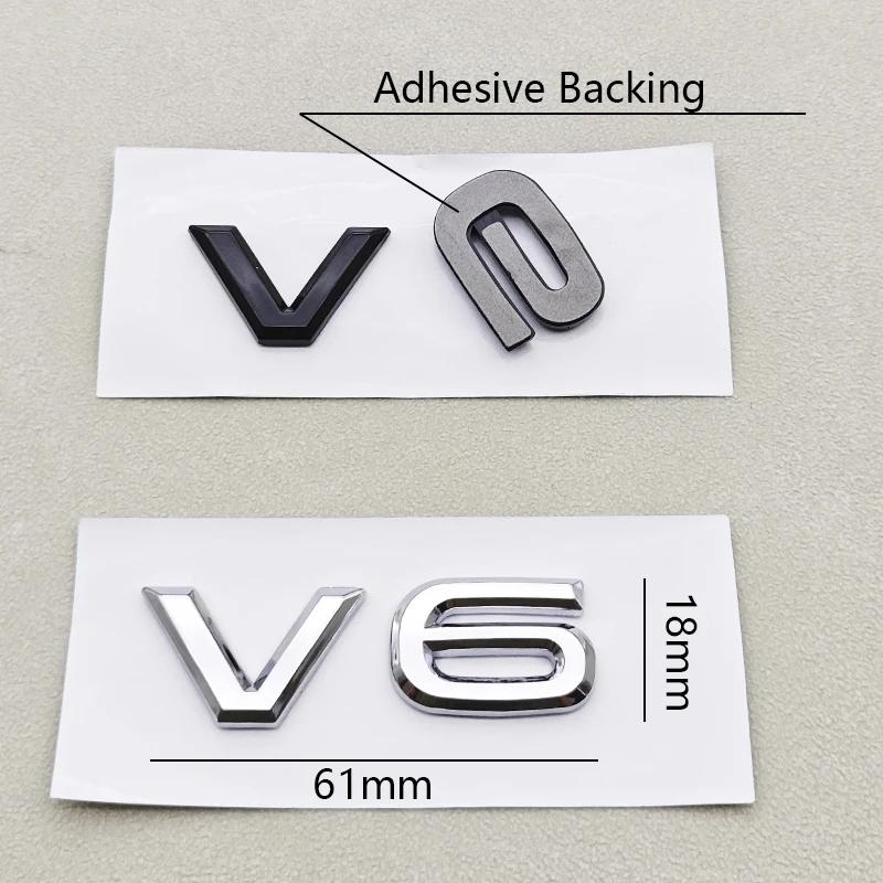 1pc 3D ABS Chrome Black Logo V6 Car Sticker Fender Trunk Emblem Badge For Volkswagen VW Touareg CC Arteon Golf R32 Accessories