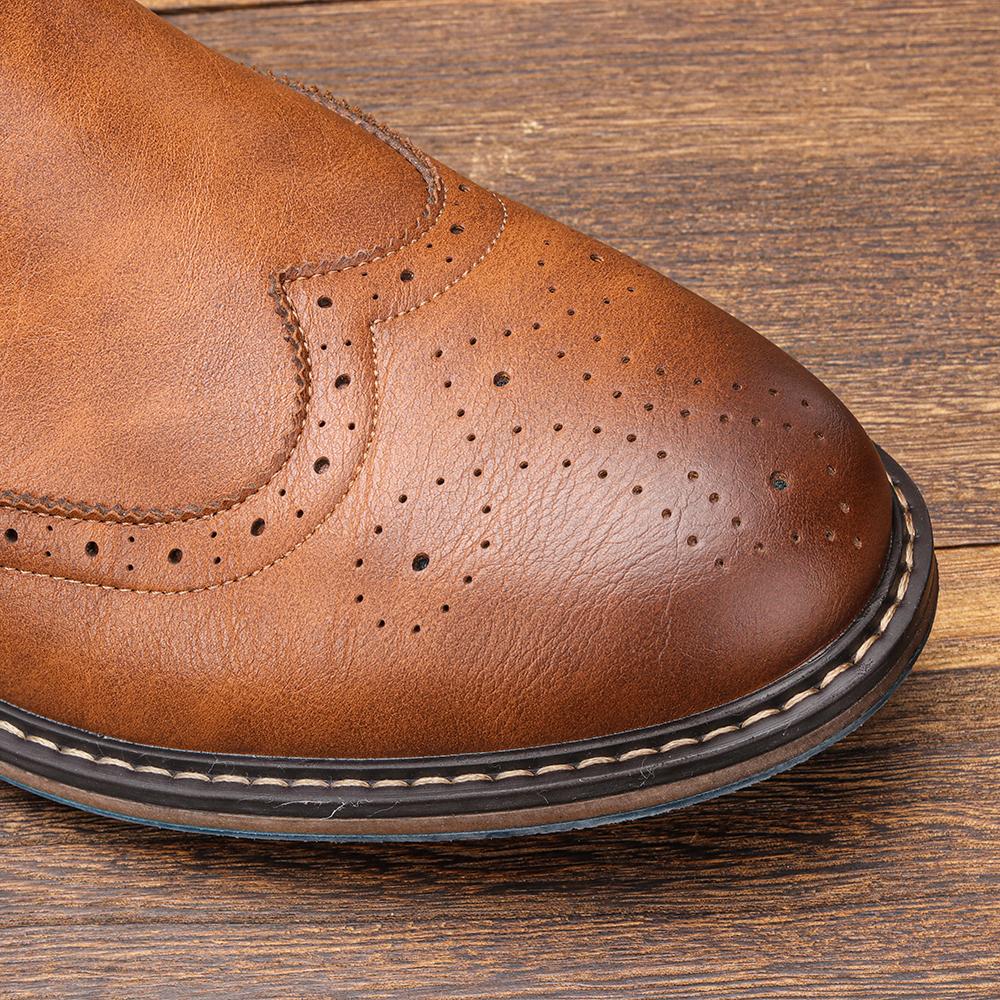 Stivaletti Brogue Chelsea da Uomo Stile Classico Americano in Pelle #KD667