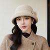 Autumn and winter new wool basin hat femininity elegant and versatile, small face thickened warm woolen bucket hat spot