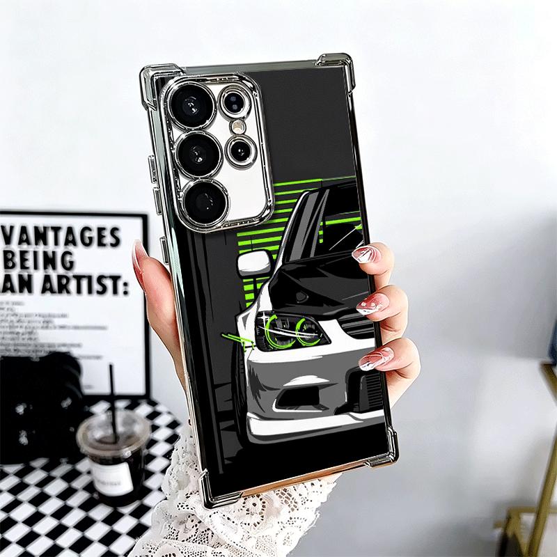 Simple Japanese Sports Cars Pattern Plating Phone Case For Samsung Galaxy S24 S25 FE S26 Edge S23 Ultra S22 S21 Plus S20 Anti-Fa