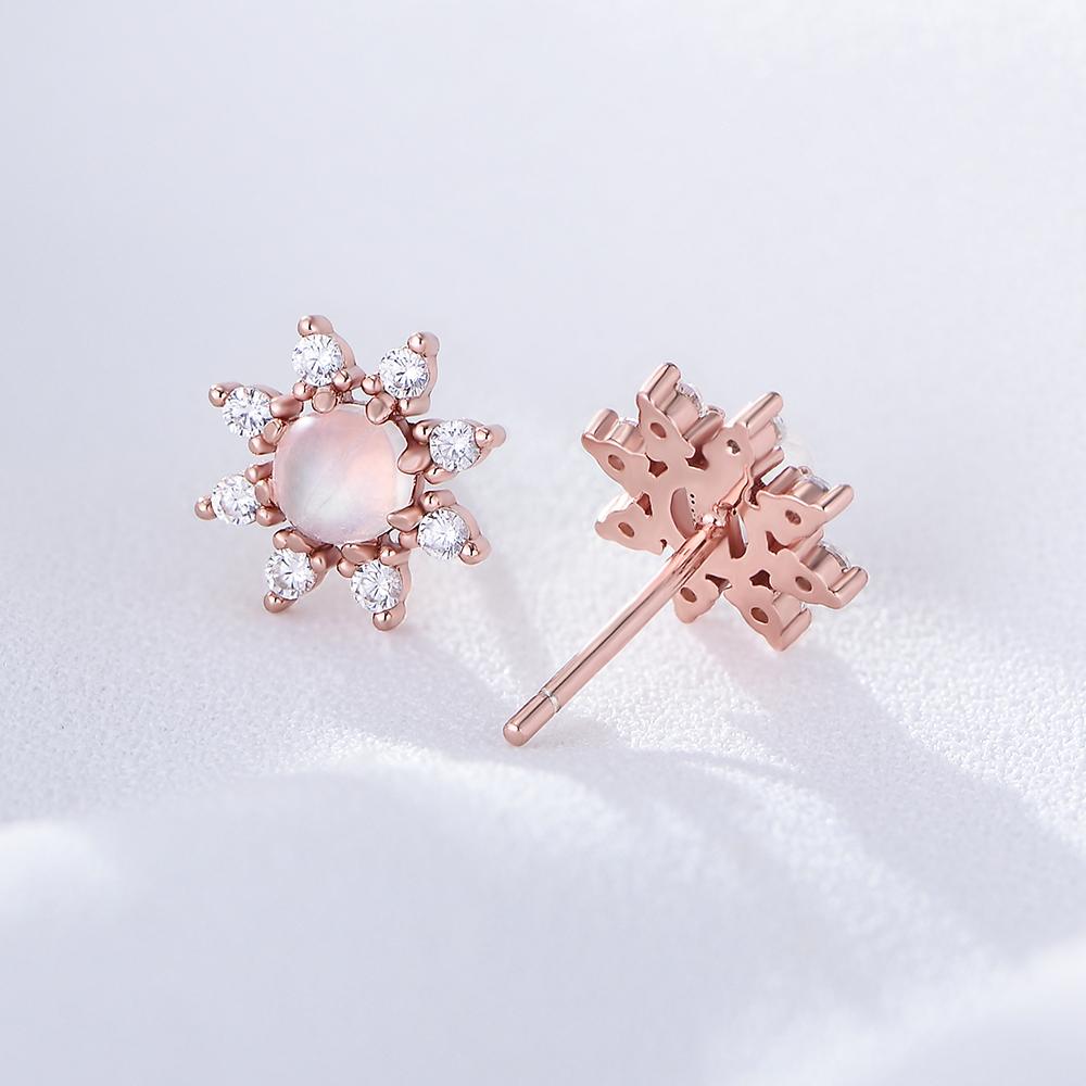 Factory Custom Is the Most Popular Affordable Professional Designer Design Sterling 925 Silver Sun Flower Moonstone Earrings