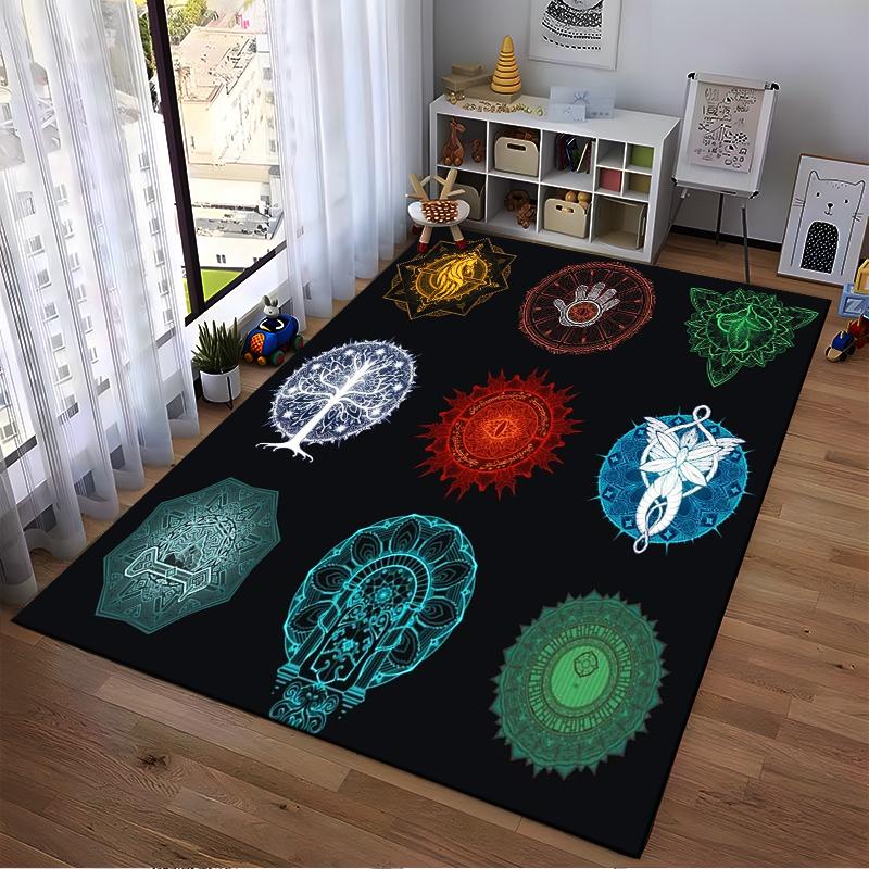 Fantasy Symbol Patterns Rug Non-slip rug suitable for living room and bedroom sofas