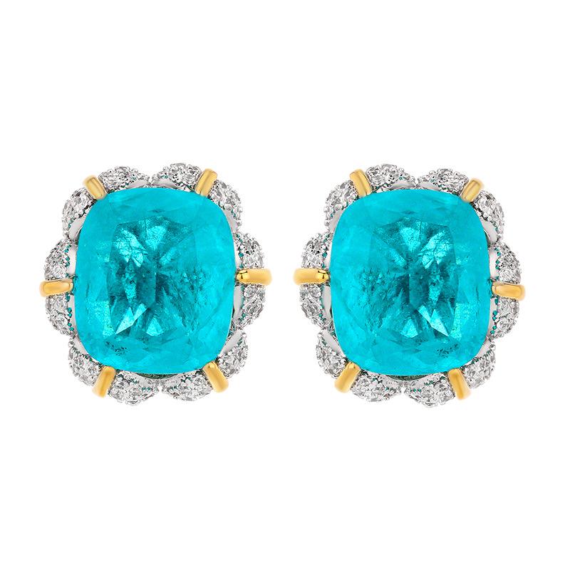 Neues Schmuckset Halskette Ring Ohrring Lotusförmig Pala Blau Hell Mode Luxus Damen