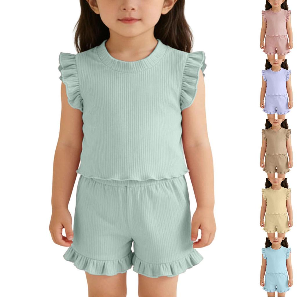 Children's Sweet Set Cute Vest Shorts Girls Sleeveless Casual Two-Piece Set