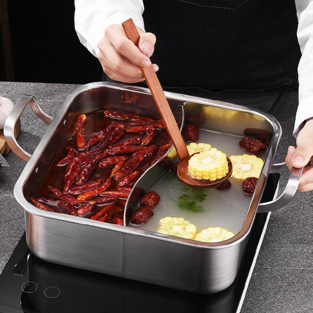 Shabu-shabu Half-and-half Pot Stainless Steel Hot Pot Camping Stew Pot