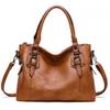 Large Capacity Tote Bag Retro Designer Women Handbags Soft Pu Leather Multi-Pocket Casual Ladies Shoulder Crossbody Bag