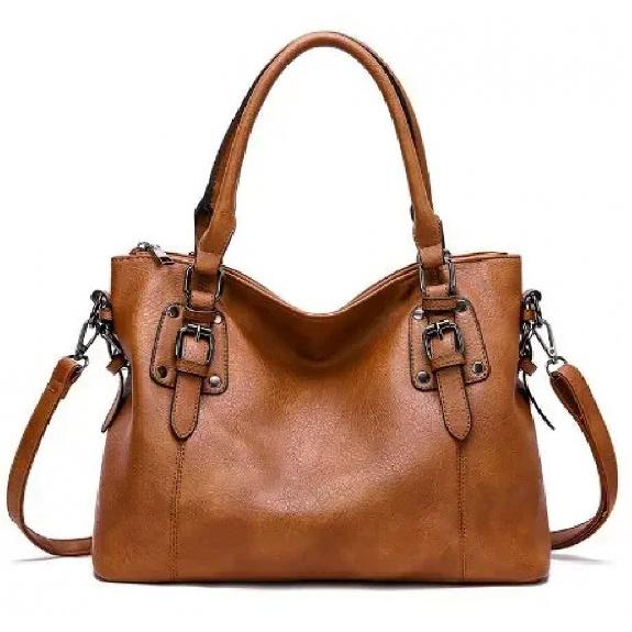 Large Capacity Tote Bag Retro Designer Women Handbags Soft Pu Leather Multi-Pocket Casual Ladies Shoulder Crossbody Bag