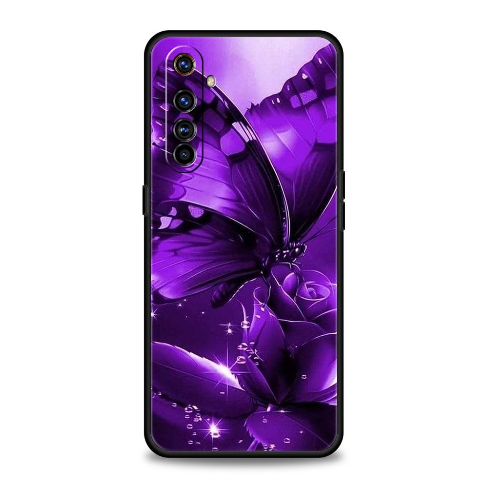 Art Purple Butterfly Soft TPU For Realme 13 12 11 10 9 Pro Plus GT3 GT2 C21 C25 C35 C53 C55 C67 Pro 5G Phone Case Cover Fundas
