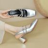 Baotou Sandals Women's Summer French Mary Jane Shoes 2025 New One-word Strap High Heels Thick Heel Square Head Single Shoes