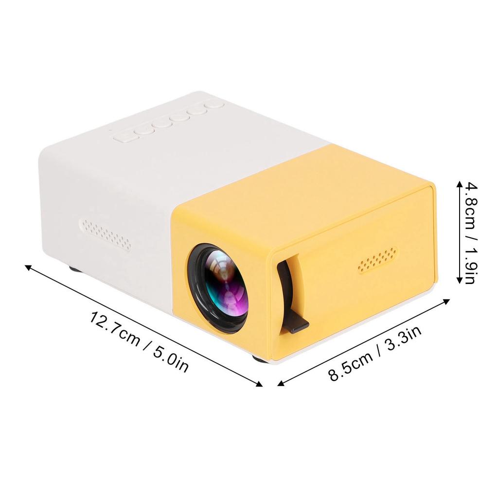 Projector 1080p Diffuse Reflection Imaging Support 23 Languages HD Projector with Spkers Yellow