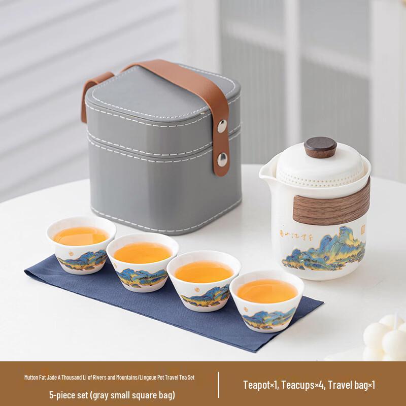 Yipan Chinese Ink Style Travel Tea Set with Landscape Design