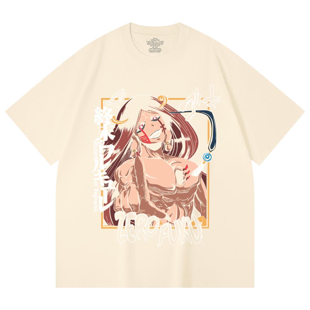 

230 Gsm 100% Cotton Record of Ragnarok V9 Zerofuku Print Unisex Heavy Cotton T Shirt XS абрикосовый